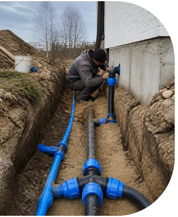 Монтаж наружного водопровода на участке под ключ в Изобильном